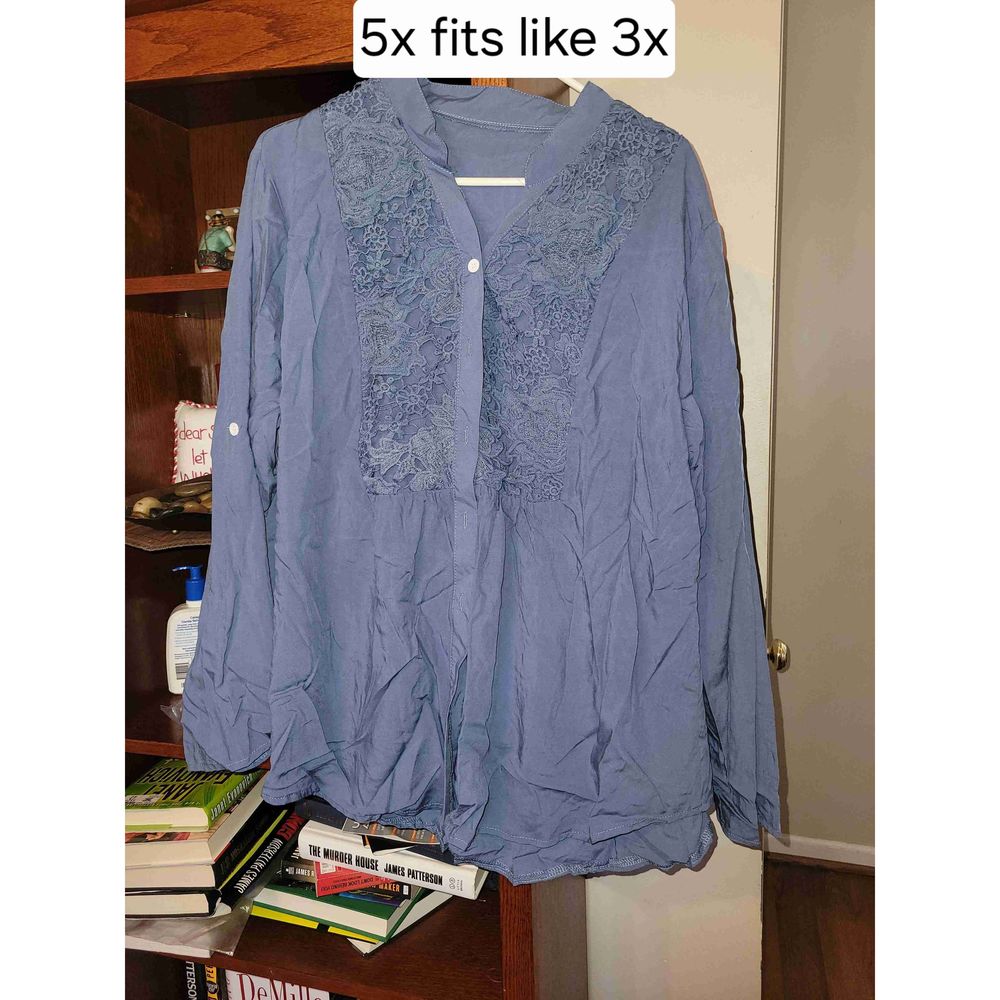 Womens Detail Long Sleeve Blouse Size 5X